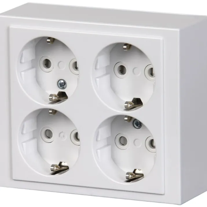ABB Jussi/Impressivo 4-dobbelt schuko stikkontakt, hvid