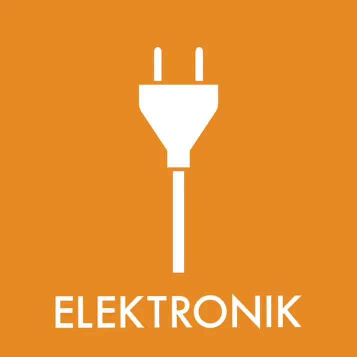 Abena piktogram til elektronik, selvklæbende, 12x12 cm, orange