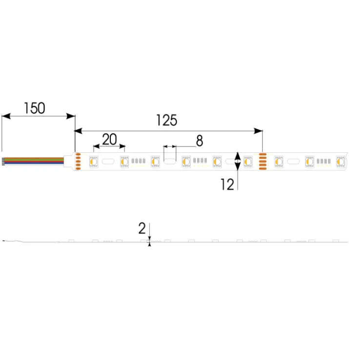 Ansell Lighting Z-Cell LED strip, farvet + hvidt lys, 4000K, 5 meter