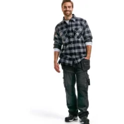 Blåkläder Workwear 3225 foret skovmandsskjorte, grå/sort, str. 4XL