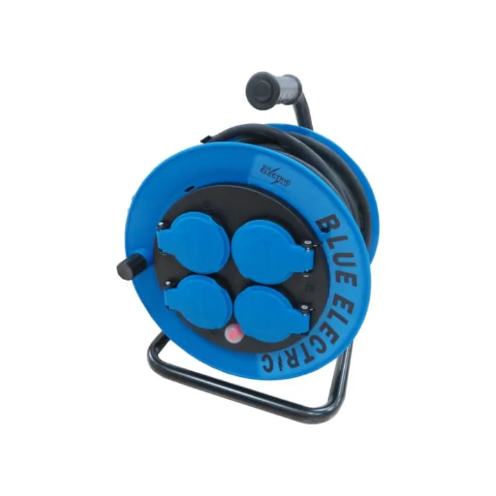 Blue Electric Kabeltromle med 4 udtag, 3x1,5 mm², blå, 10 meter