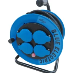Blue Electric Kabeltromle med 4 udtag, 3x1,5 mm², blå, 10 meter