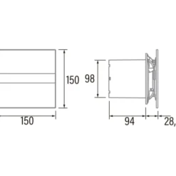 Cata E-100 GTH badventilator, fugtstyring, timer, Ø100 mm, sort