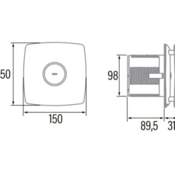 Cata X-Mart 10 badventilator, fugtstyring, timer, Ø100 mm, rustfrit stål