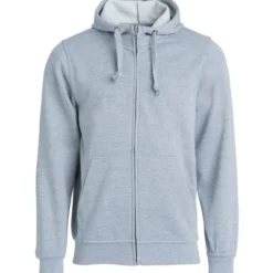 Clique Basic hoodie med lynlås, gråmeleret, str. L
