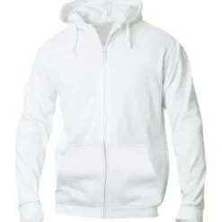 Clique Basic hoodie med lynlås, hvid, str. 2XL