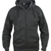Clique Basic hoodie med lynlås, koksgrå, str. L