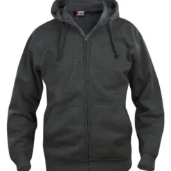 Clique Basic hoodie med lynlås, koksgrå, str. L