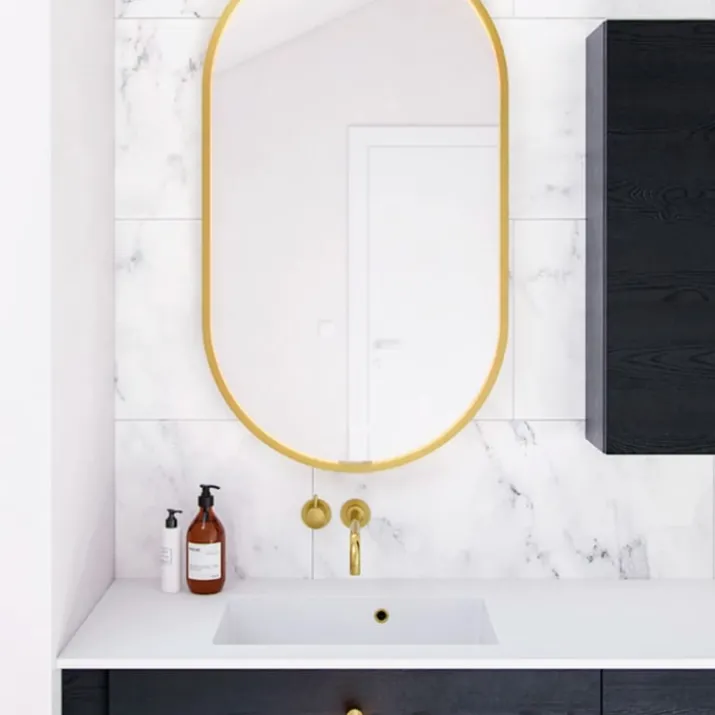 Dansani You Moon spejl med lys, 105x60 cm, messing