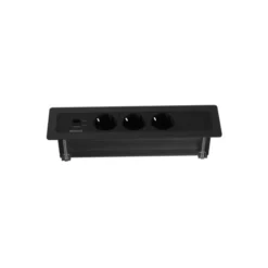 Deltaco indbygget stikkontakt, 3 stik, A+C USB-oplader, sort