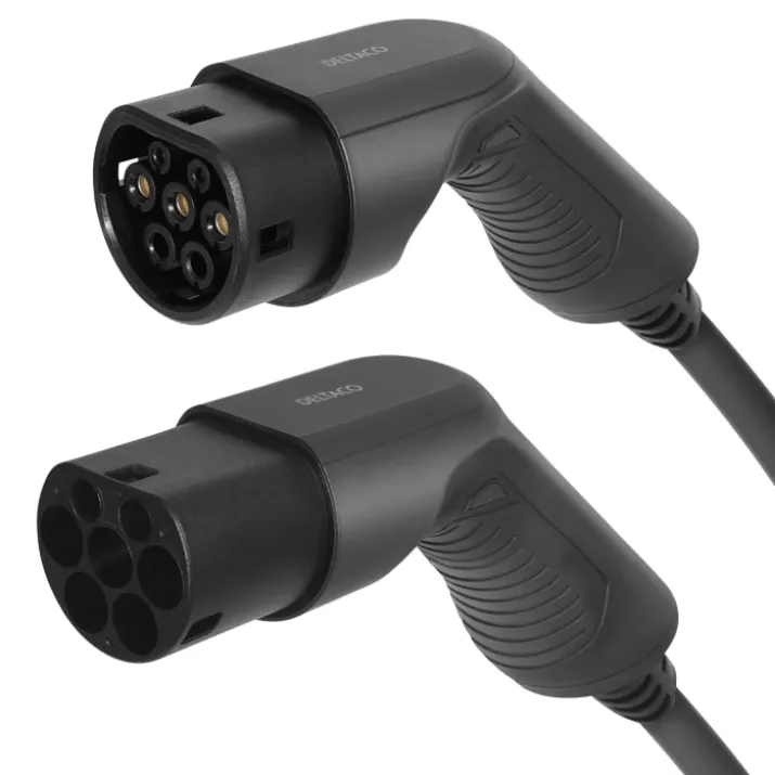 Deltaco ladekabel, type 2, 3 fase, 16A, 5 meter