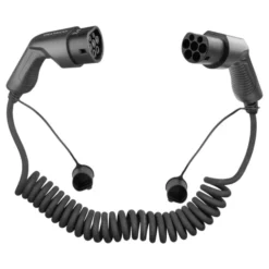 Deltaco spiral ladekabel, type 2, 3 fase, 16A, 5 meter