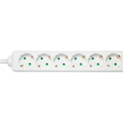 Deltaco stikdåse, 6 stik, 5 meter, hvid