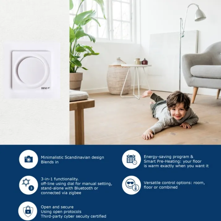 Devi reg Display Connect termostat, Zigbee & Bluetooth, hvid