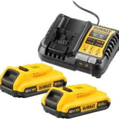 Dewalt 18V XR DCB1104D2-QW batteri og ladersæt, 2 stk. 18V x 2.0 Ah