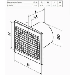 Duka EL 600 badventilator, Ø100 mm, hvid