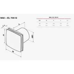 Duka EL 700Q badventilator, Ø100 mm, hvid