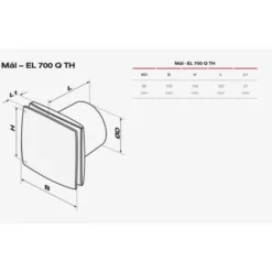 Duka EL 700Q TH badventilator, fugtstyring, timer, Ø100 mm, hvid