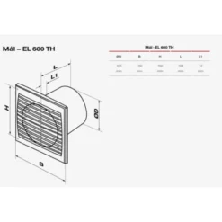 Duka EL 600 TH badventilator, fugtstyring, timer, Ø100 mm, hvid