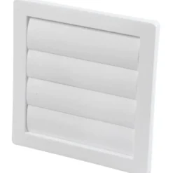 Duka lamelventil, 150x150 mm, til murgennemføring, hvid