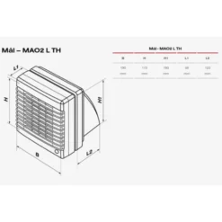 Duka MAO2 L TH badventilator, fugtstyring, timer, Ø125 mm, hvid