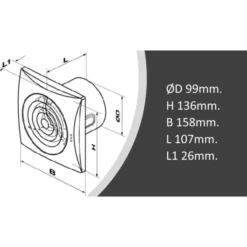 Duka Pro 30 T badventilator, timer, Ø100 mm, hvid