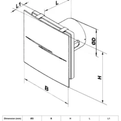 Duka Pro 70 TH badventilator, fugtstyring, timer Ø100 mm, hvid