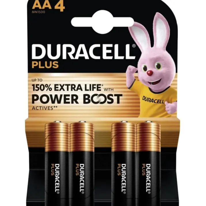 Duracell Plus AA batterier, 4 stk.