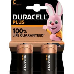 Duracell Plus C batterier, 2 stk.
