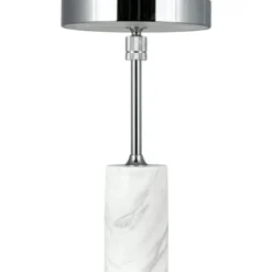 Dyberg Larsen Starlight genopladelig bordlampe, hvid marmor
