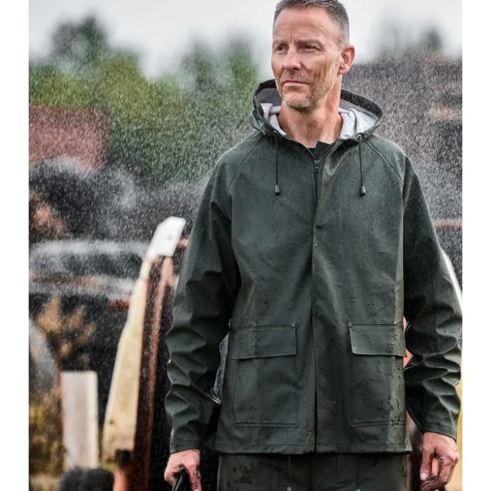 Elka Outdoor regnjakke PU/PVC, olivengrøn, str. 2XL