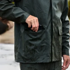 Elka Outdoor regnjakke PU/PVC, olivengrøn, str. 2XL