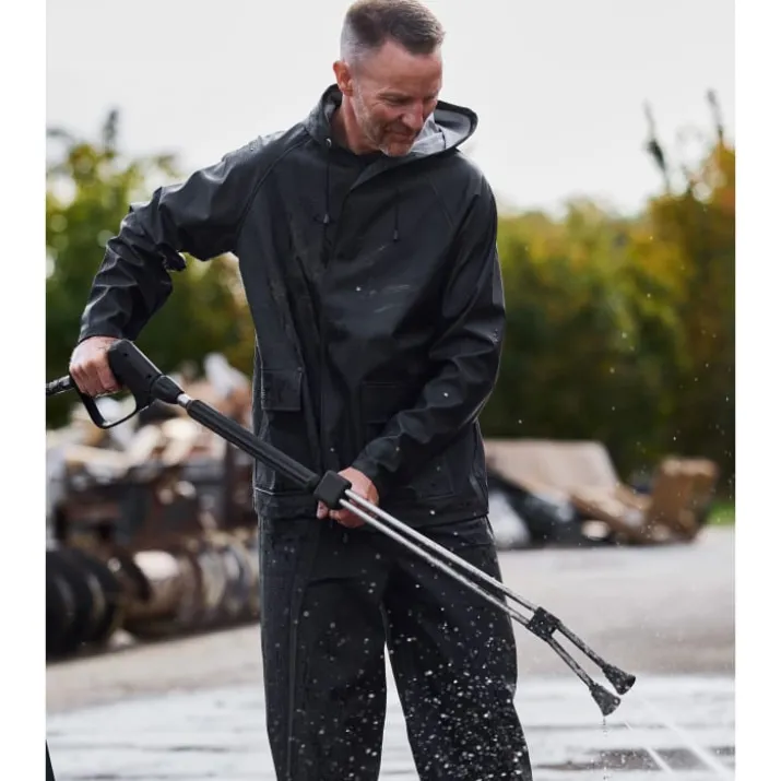 Elka Outdoor regnjakke PU/PVC, sort, str. 2XL