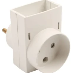 Elworks dobbeltstik, 1 flad+1 rund, hvid