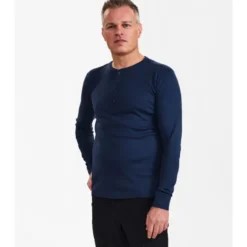 FE Engel Grandad langærmet t-shirt, marineblå, str. 2XL