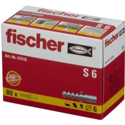Fischer S6 dybel Ø6 mm. til skruer Ø4-5 mm, 80 stk