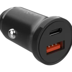 Fixed universal biloplader, USB-C PD/USB-A, sort