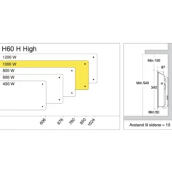Glamox H60 H elradiator, 230V, 1000W, hvid, 12-16 m²