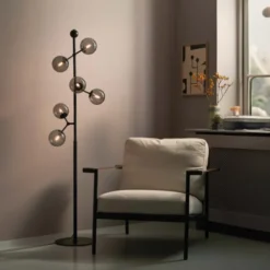 Halo Design Atom gulvlampe, røgfarvet