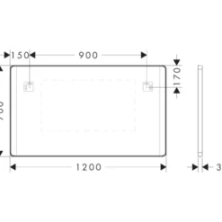 Hansgrohe Xarita Lite Q spejl med lys, sensor, 120x70 cm, sort