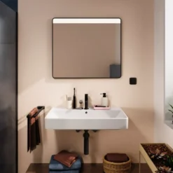Hansgrohe Xarita Lite Q spejl med lys, 80x70 cm, sort