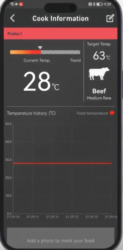 HerQs Professional, stegetermometer med trådløs display, appstyret