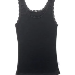 Joha Cecilie top dame, med blonder, sort, str. 2XL