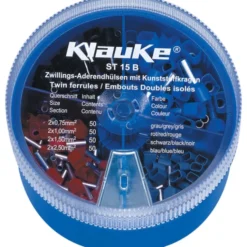 Klauke ST15B sortimentsboks, med isolerede dobbeltterminalrør, 2 x 0,75 - 2 x 2,5 mm²