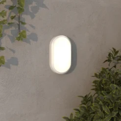 4lite Pylus Oval udendørs væglampe, hvid