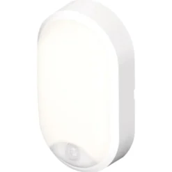 4lite Pylus Oval udendørs væglampe med sensor, hvid