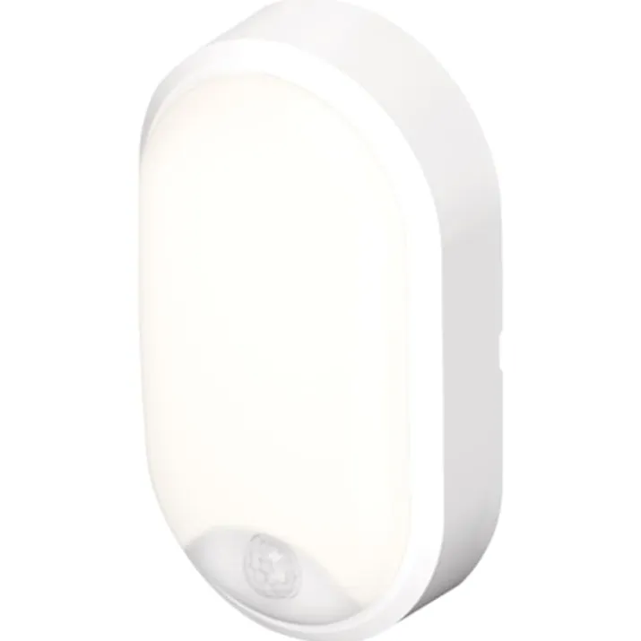 4lite Pylus Oval udendørs væglampe med sensor, hvid