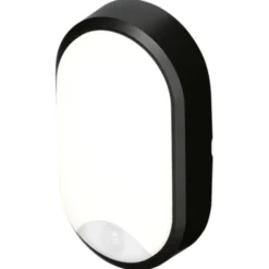 4lite Pylus Oval udendørs væglampe med sensor, sort