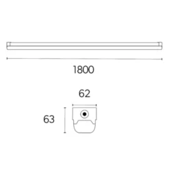 4lite Torre lysarmatur med nødlys & sensor, 30-60W, 180 cm