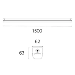 4lite Torre lysarmatur med nødlys, 25-50W, 150 cm